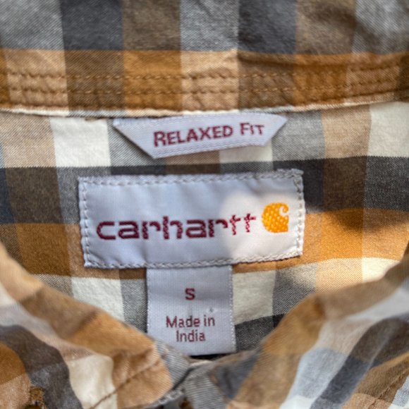 Carhartt Relaxed Fit Short Sleeve Plaid Shirt Sz S - Picture 7 of 9